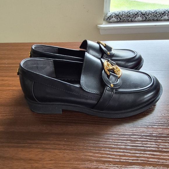 Sam & Libby Black Loafers with Gold Detail - Picture 2 of 9